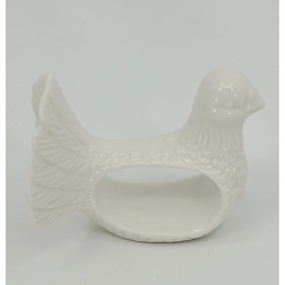 Vintage Shafford Design Dove Napkin Rings Set of 4 White Porcelain
